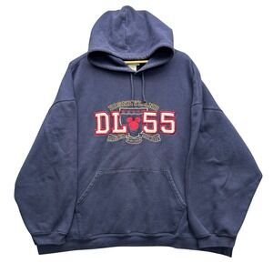 Disneyland DL 55 Hoodie Men's XXL Navy Blue Pullover Mickey Mouse Embroidered